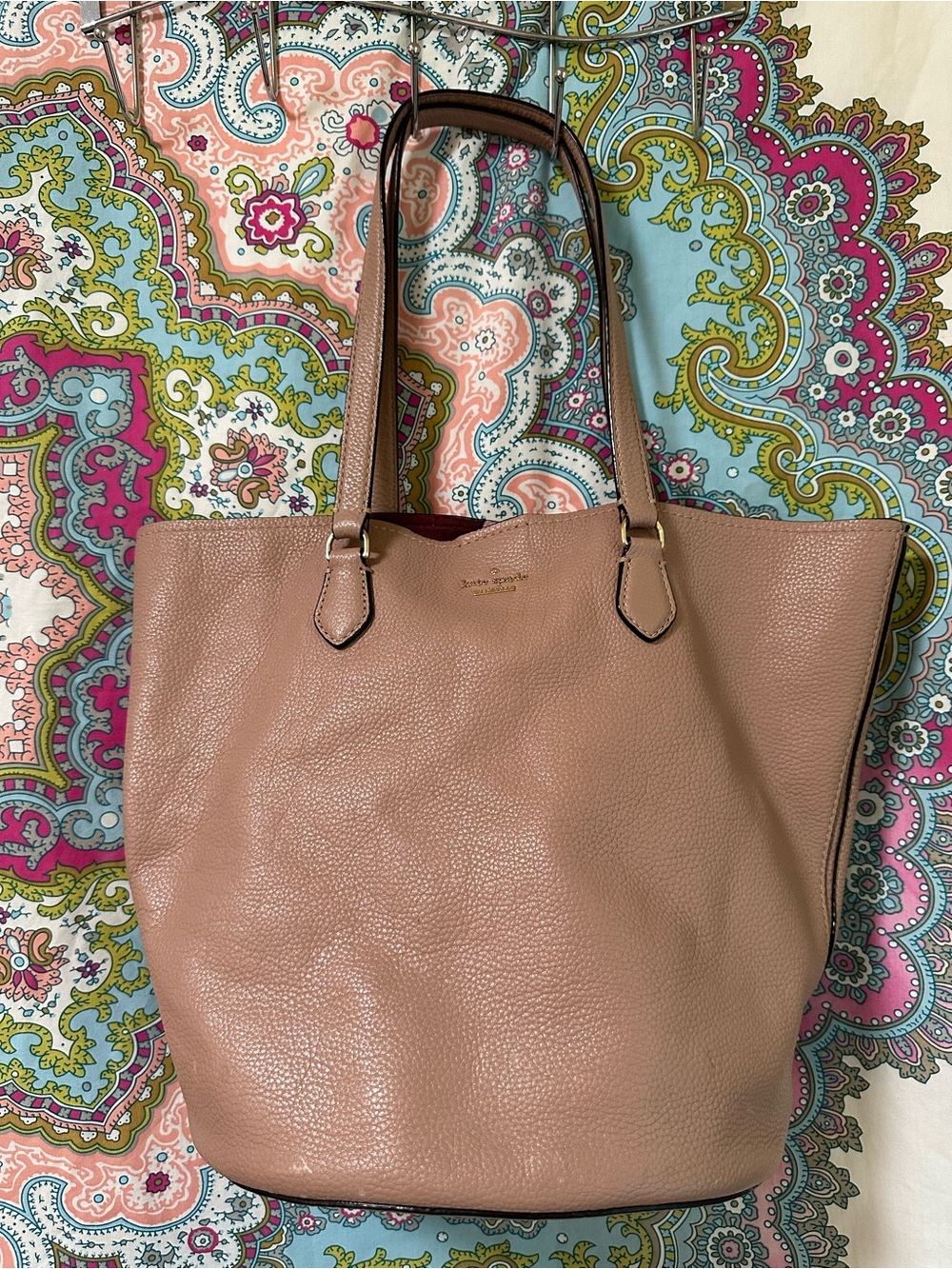 kate spade Pebbled Leather Tote in Dusty Pink